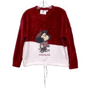 Mafalda Long Sleeve Hidden Snowflake Pajama Top Womens Secret XS Cozy Comfort